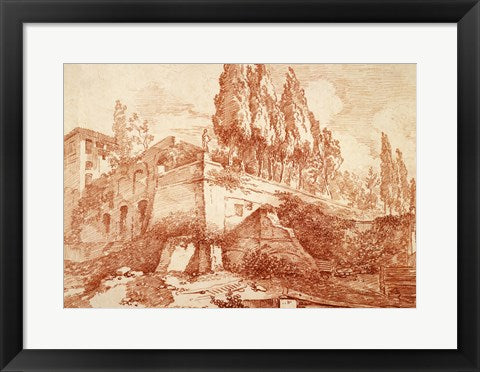 Framed Art Ruins of an Imperial Palace, Rome by Jean-Honore Fragonard Wall Decor 18x24 Artwork