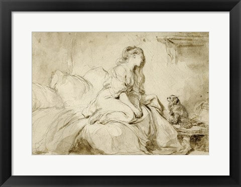 Framed Art Oh! If Only He Were As Faithful to Me by Jean-Honore Fragonard Wall Decor 18x24 Artwork