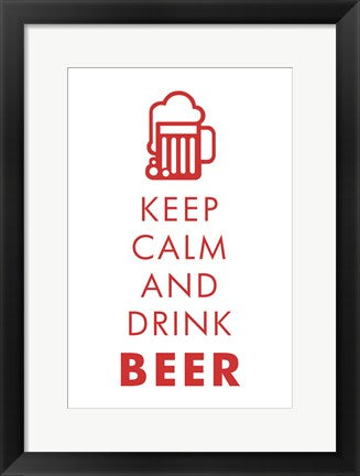 Framed Art Keep Calm and Drink Beer Wall Decor 18x24 Artwork
