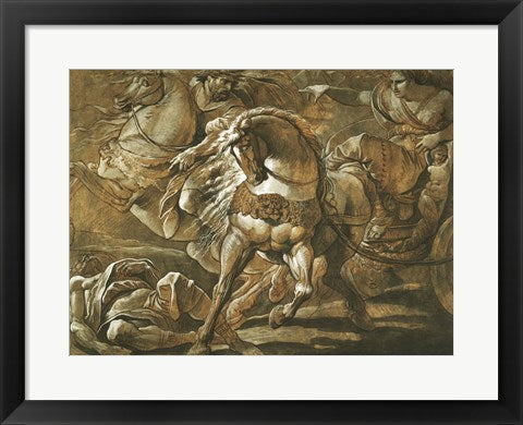 Framed Art Tullia about to Ride over the Body of Her Father in Her Chariot by Giuseppe Cades Wall Decor 18x24 Artwork