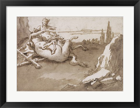 Framed Art Frame Art A Centaur and a Female Faun in a Landscape by Giovanni Domenico Tiepolo Wall Decor 18x24 Artwork