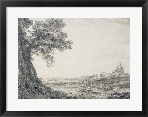 Framed Art Frame Art An Extensive View of Rome from the Orti della Pineta Sacchetti by Giovanni Battista Lusieri Wall Decor 18x24 Artwork