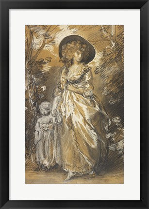 Framed Art Frame Art A Lady Walking in a Garden with a Child by Thomas Gainsborough Wall Decor 18x24 Artwork