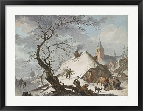 Framed Art A Winter Scene by Hendrik Meyer Wall Decor 18x24 Artwork