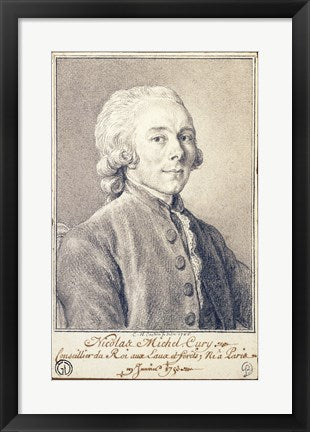 Framed Art Portrait of Nicolas Michel Cury by Charles-Nicolas Cochin II Wall Decor 18x24 Artwork
