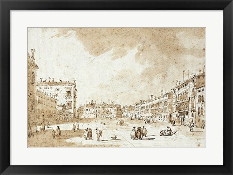 Framed Art View of Campo San Polo by Francesco Guardi Wall Decor 18x24 Artwork