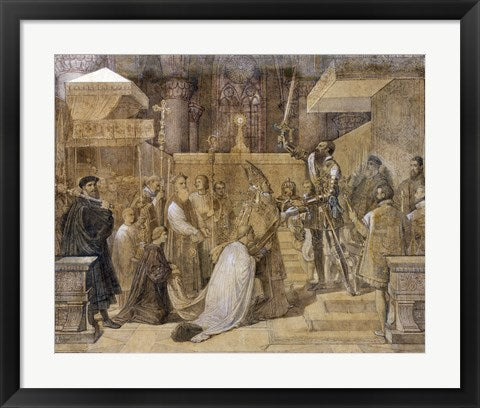 Framed Art The Duke of Alba Receiving the Pope's Blessing in the Cathedral of St.Gudule by Jean-Auguste-Dominique Ingres Wall Decor 18x24 Artwork