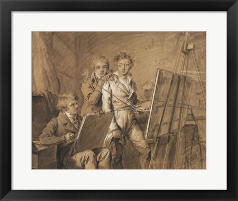 Framed Art Three Young Artists in a Studio by Louis-Leopold Boilly Wall Decor 18x24 Artwork