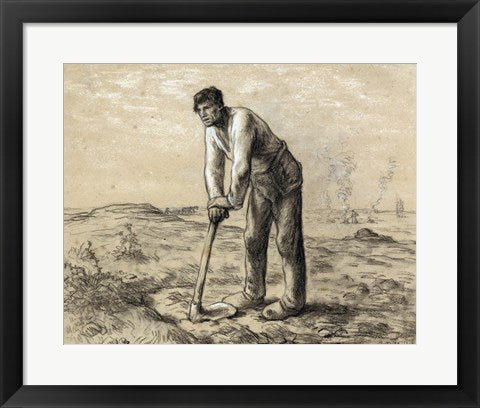 Framed Art Man with a Hoe by Jean Francois Millet Wall Decor 18x24 Artwork