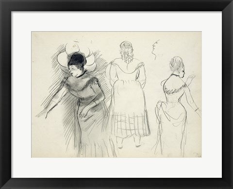 Framed Art Sketches of Cafe Singers by Edgar Degas Wall Decor 18x24 Artwork
