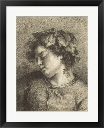 Framed Art Head of a Sleeping Bacchante by Gustave Courbet Wall Decor 18x24 Artwork