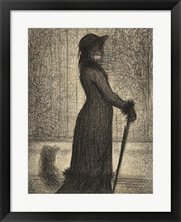 Framed Art Woman Strolling by Georges Seurat Wall Decor 18x24 Artwork