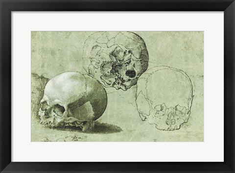 Framed Art Study of Three Skulls by Albrecht Durer Wall Decor 18x24 Artwork