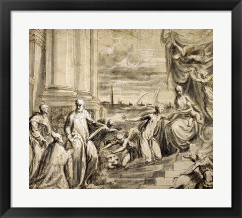 Framed Art The Mystic Marriage of Saint Catherine with Saints and a Doge by Andrea Schiavone Wall Decor 18x24 Artwork