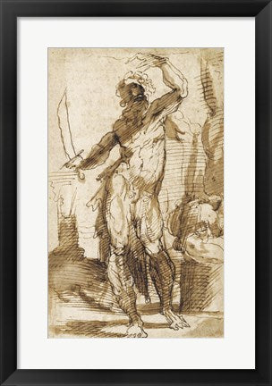 Framed Art Study for the Figure of Abraham by Domenico Beccafumi Wall Decor 18x24 Artwork