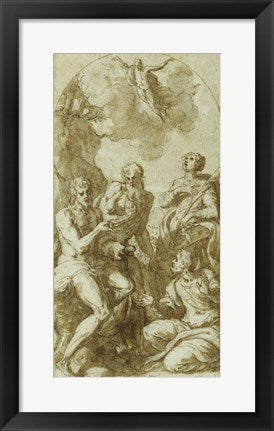Framed Art Frame Art Christ the Savior above Saints John the Baptist, Jerome, Catherine, and Thomas by Giuseppe Porta Wall Decor 18x24 Artwork