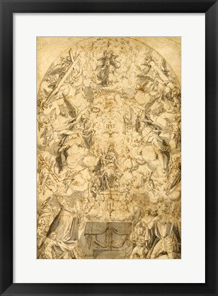 Framed Art Madonna and Child with Angels Bearing Symbols of the Passion by Friedrich Sustris Wall Decor 18x24 Artwork