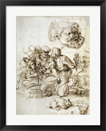 Framed Art Frame Art A Group of Shepherds, and Other Studies by Agostino Carracci Wall Decor 18x24 Artwork