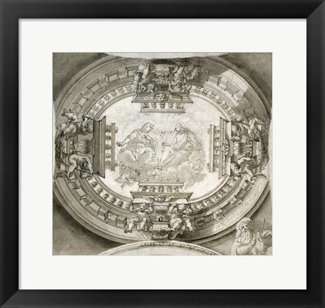 Framed Art Study for a Ceiling with the Virgin and Christ in Glory by Francisco Rizi Wall Decor 18x24 Artwork