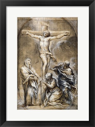 Framed Art Frame Art Christ on the Cross with the Virgin Mary by Pietro da Cortona Wall Decor 18x24 Artwork