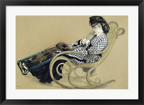 Framed Art Young Woman in a Rocking Chair, study for the The Last Evening by James Jacques Joseph Tissot Wall Decor 18x24 Artwork