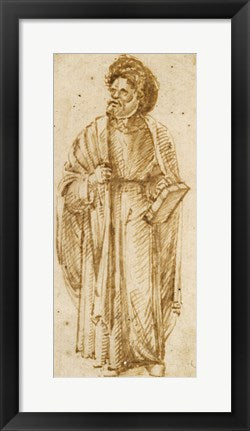 Framed Art Standing Man Wearing A Turban by Giovanni Bellini Wall Decor 18x24 Artwork