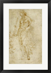 Framed Art Frame Art Female Figure with a Tibia, and Ornamental Studies by Raphael Wall Decor 18x24 Artwork
