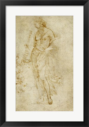 Framed Art Frame Art Female Figure with a Tibia, and Ornamental Studies by Raphael Wall Decor 18x24 Artwork