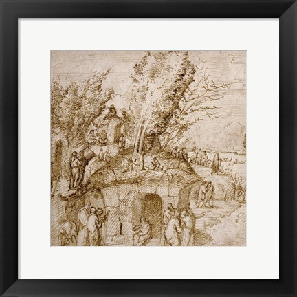Framed Art Frame Art A Thebaid: Monks and Hermits in a Landscape by Lorenzo Costa Wall Decor 18x24 Artwork