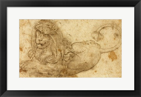 Framed Art Study of a Lion by Lucas Cranach Wall Decor 18x24 Artwork