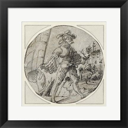 Framed Art A Standard Bearer before a Castle Wall Decor 18x24 Artwork