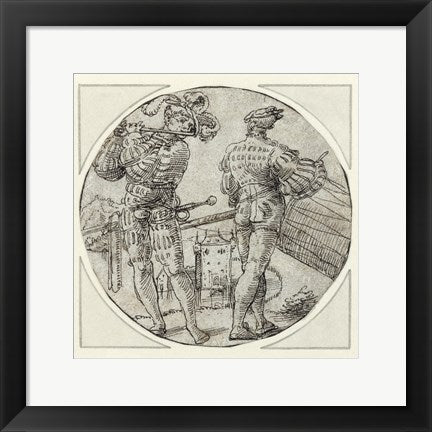 Framed Art Frame Art A Flutist and Drummer Before a Moated Castle Wall Decor 18x24 Artwork
