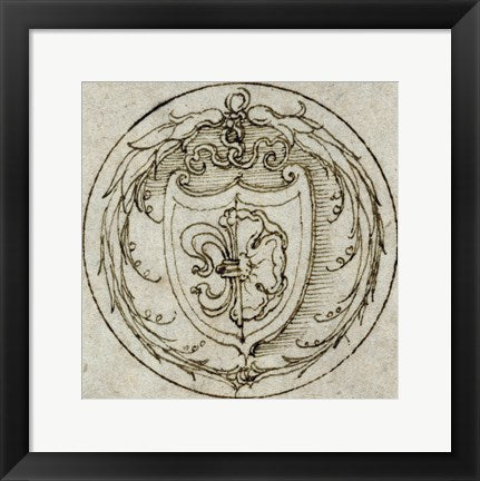 Framed Art Frame Art Design for an Ornament or Signet Ring with the Arms of Lazarus Spengler by Albrecht Durer Wall Decor 18x24 Artwork
