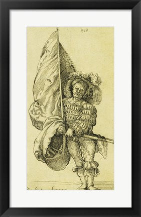 Framed Art A Standard Bearer by Hans sebald Beham Wall Decor 18x24 Artwork