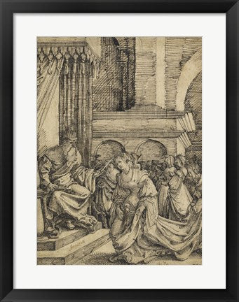 Framed Art Frame Art Esther before Ahasuerus - drawing by Frans Crabbe van Espleghem Wall Decor 18x24 Artwork