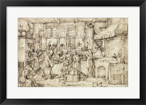 Framed Art A Scene in a Forge by Jan Verbeeck Wall Decor 18x24 Artwork