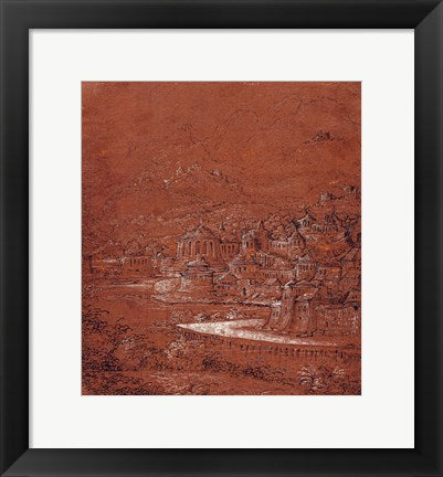 Framed Art Mountain Landscape with an Imaginary City by Hanns Lautensack Wall Decor 18x24 Artwork