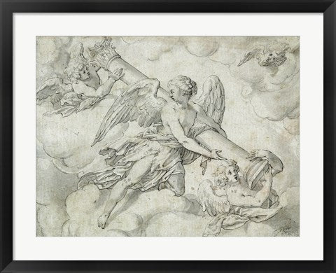 Framed Art Frame Art Angels Bearing the Column of the Passion by Friedrich Sustris Wall Decor 18x24 Artwork