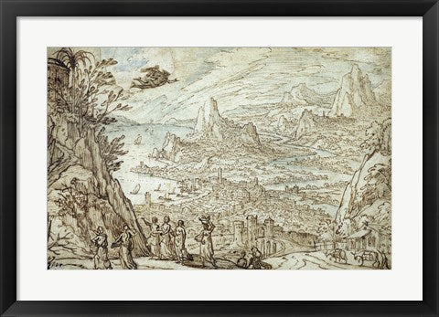 Framed Art Frame Art An Extensive Estuary Landscape with the Story of Mercury and Herse by Tobias Verhaecht Wall Decor 18x24 Artwork