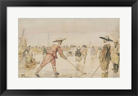 Framed Art Frame Art A Winter Scene with Two Gentlemen Playing Colf by Hendrick Avercamp Wall Decor 18x24 Artwork