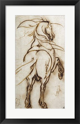 Framed Art Study of a Rearing Horse by Jacques Callot Wall Decor 18x24 Artwork