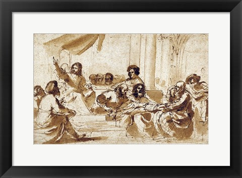 Framed Art Frame Art Christ Preaching in the Temple by Guercino (Giovanni Francesco Barbieri) Wall Decor 18x24 Artwork