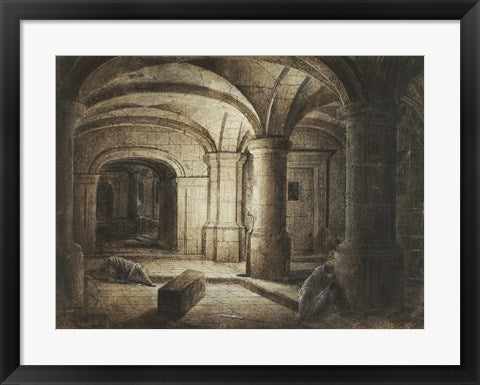 The Crypt of a Church with Two Men Sleeping by Hendrick van Steenwijck the Younger