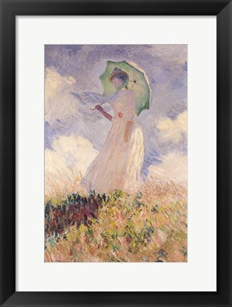 Framed Art Woman with Parasol turned to the Left, 1886 by Claude Monet Wall Decor 18x24 Artwork