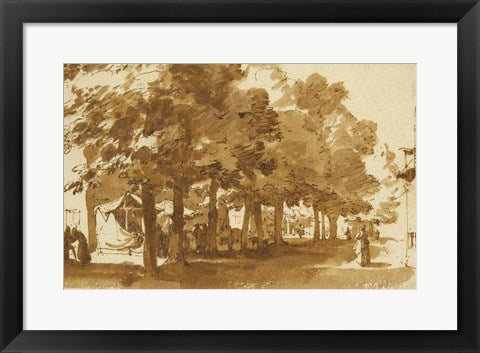 Framed Art Frame Art A Market Scene Under Trees in Katwijk by Jan de Bisschop Wall Decor 18x24 Artwork