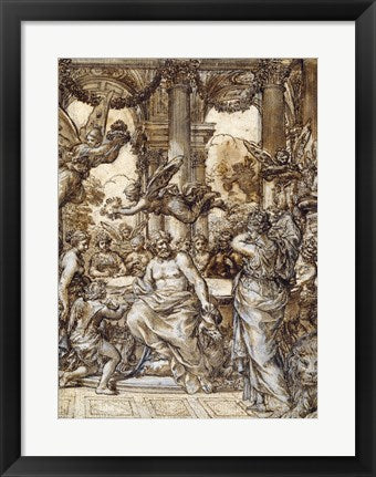 Framed Art Frame Art Cybele before the Council of the Gods by Pietro da Cortona Wall Decor 18x24 Artwork