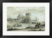 Framed Art Frame Art Figures in a Landscape before a Harbor by Claude Lorrain Wall Decor 18x24 Artwork