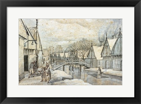 Framed Art Frame Art A Street in Jisp on a Winter's Day by Abraham Rutgers Wall Decor 18x24 Artwork