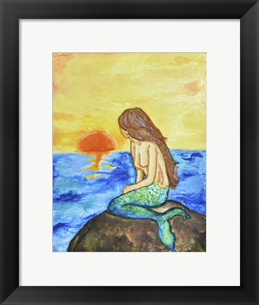 Framed Art Mermaid at Sunset by Natalie Talocci Wall Decor 18x24 Artwork