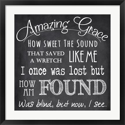 Framed Art Framed Amazing Grace Chalkboard by Veruca Salt Wall Decor18x24 Artwork